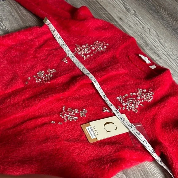 Cyrus Red Embellished Teddy Jacket Size small New with tag - Picture 7 of 8
